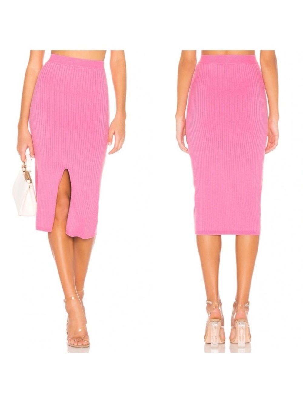 Free People Skyline Bubble Gum Pink Knit MIDI Skirt